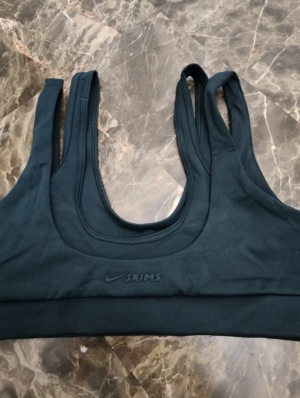 NIKE SKIMS NWT Matte Double Strap Scoop Bra DARK TEAL Size MEDIUM